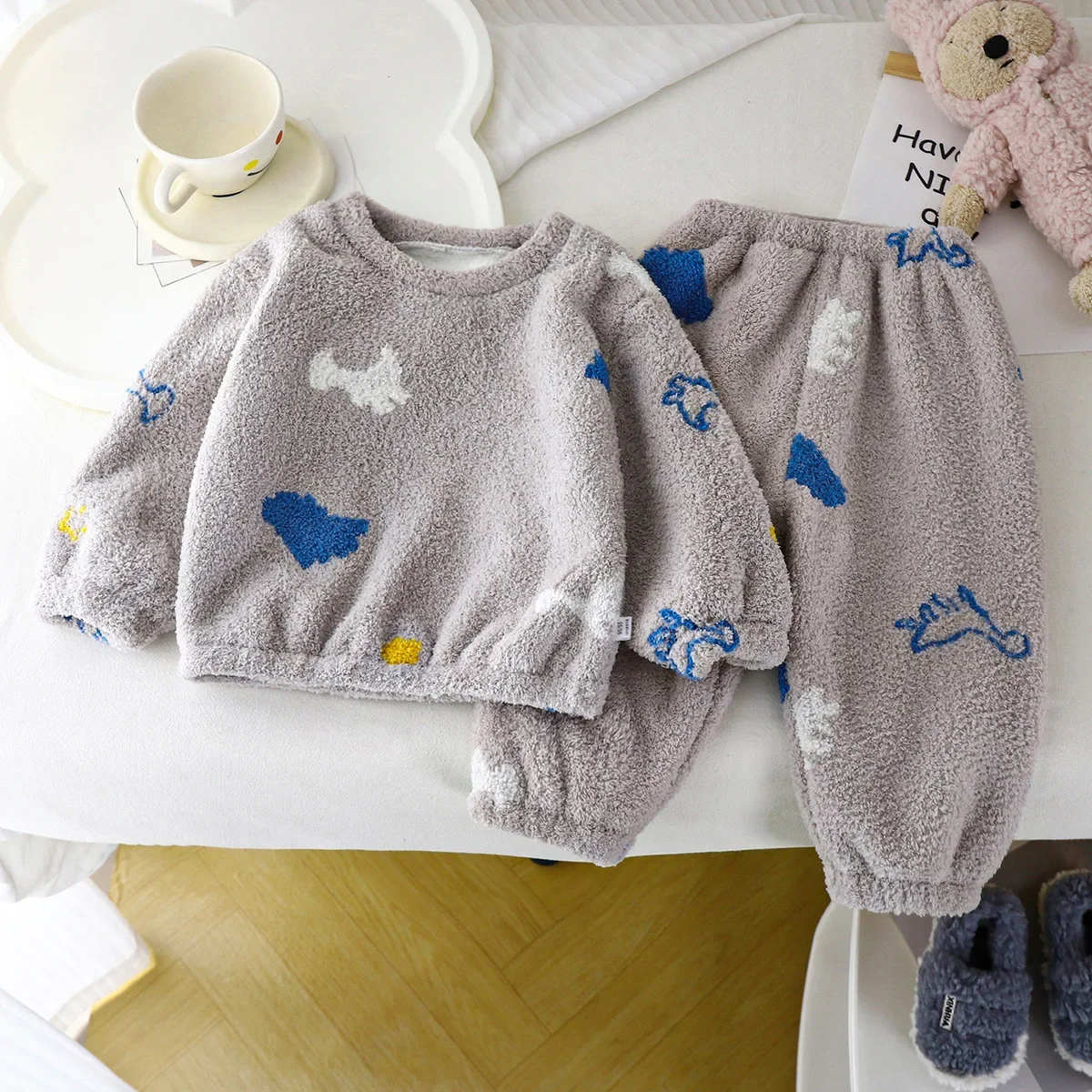 Winter Clothing Toddler - Детская утепленная флисовая Пижама, с круглым